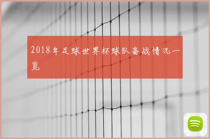 2018年足球世界杯球队备战情况一览